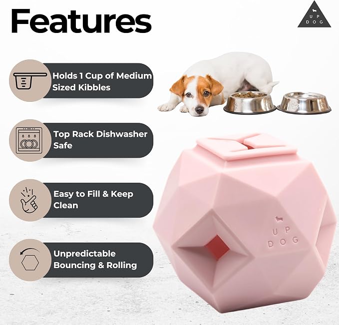 Treat Dispensing Balls for Medium Dogs and Cat Treat Dispenser Toy Interactive for Self-Play Improves Oral Hygiene, Mental Simulation, and Bordem Buster, Simple and Effective Food Toy (3.6 x 3.6 in)