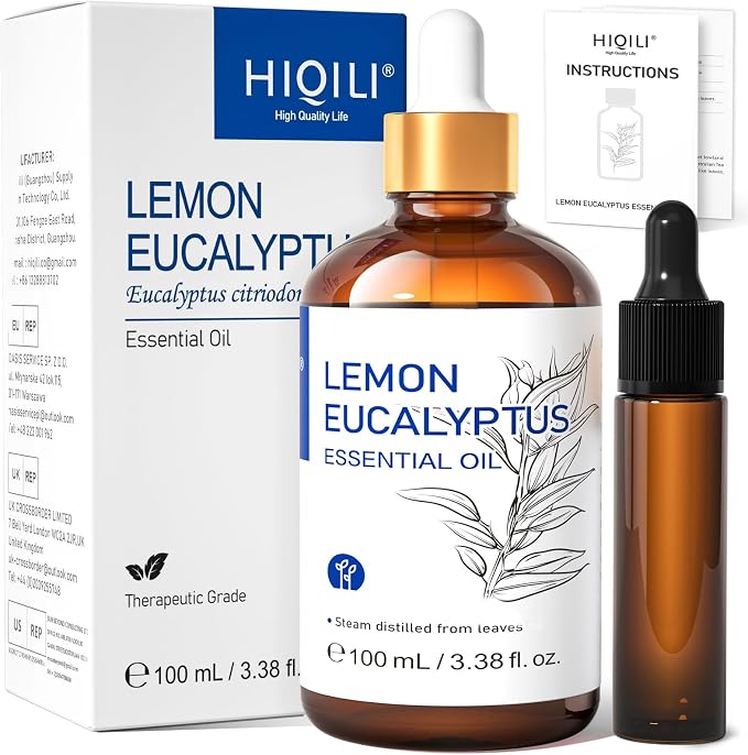 HIQILI Lemon Eucalyptus Oil, for Spray, Diffuser, Indoors, Outdoors, Garden, Yard - 3.38 Fl Oz