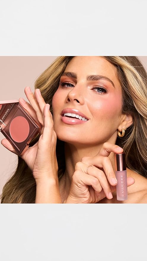 Your perfect lip-and-cheek pairing: Pinch My Cheeks Cream Blush in Angel + Forget The Filler Lip Plumping Gloss in Blushed Sand
