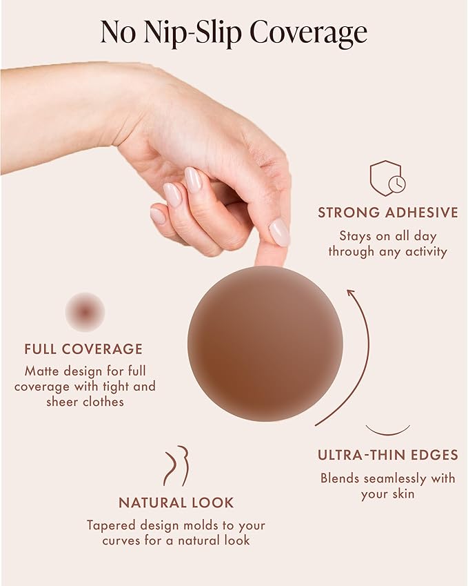 Reusable Silicone Nipple Covers - Waterproof, Nude, 4 Shades - Sticky Breast Stickers for Strapless Dress