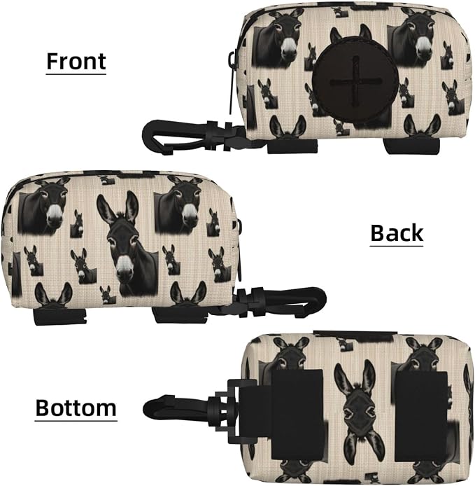 Dog Poop Bag Holder for Leashes Pouches for Pet Waste Bags and Walking Accessories (Funny Black Donkey Art)