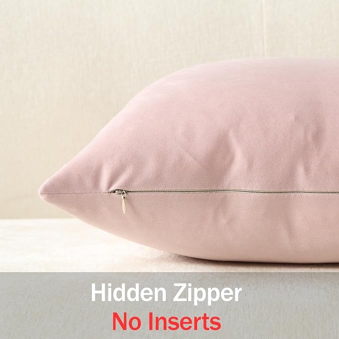 Lumbar Pillow Covers 12x20 Light Pink: Pack of 2 Cozy Soft Velvet Rectangular Modern Luxury Decorative Throw Pillow Cases for Sofa Couch Living Room Bed Home Decor