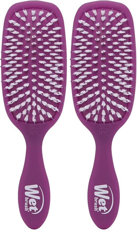 Wet Brush Smooth Styler Hair Brush, Purple Frost, Exclusive Ultra-soft IntelliFlex Bristles, Synthetic Boar Bristles, Shiny And Smooth, For All Hair Types, For Women, Men, Wet And Dry (Pack of 2)