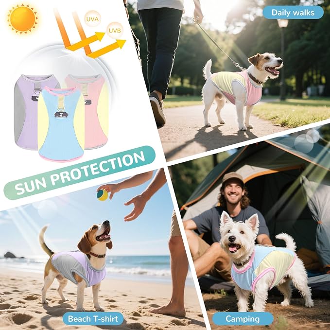3 Pack Dog Cooling Vest with D-Ring Dog Tshirt Sun Protection Small Puppy Clothes for Girls Boys Stretchy Shirts for Dogs Lightweight Breathable Shirt French Bulldog Frenchie Dachshund Clothes