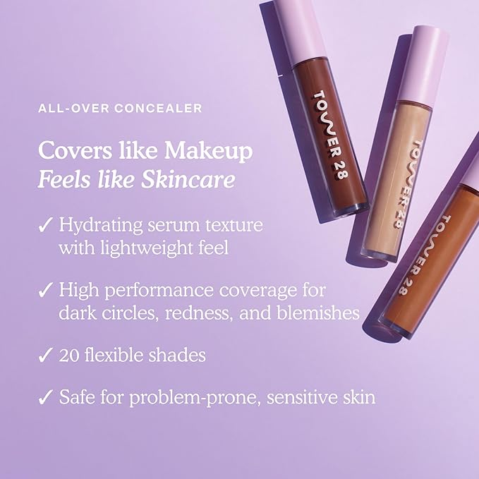 Tower 28 Beauty Swipe Serum Concealer - Hydrating Buildable Medium-Coverage Concealer with Skincare Benefits for Sensitive Skin - Shade 5.0 EP, Light with Neutral Undertones, 0.22 Fl Oz