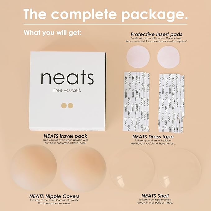 NEATS Nipple Covers for Women, Reusable & Hypoallergenic Adhesive Silicone Pasties