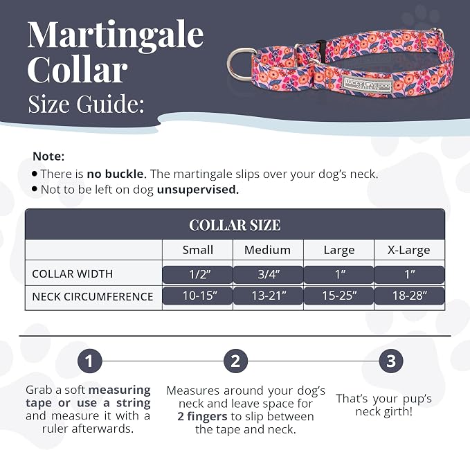 Lucky Love Dog Martingale Collar for Small Dogs No Slip Cute – Rosie, Small