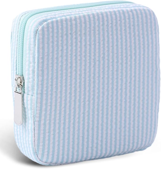 Period Bag for Teen Girls | Striped Sanitary Napkin Storage Bag | Cute Pads Pouch for Period | Menstrual Pouch for Pads, Tampons, Menstrual Cups & Panty Liners | Perfect for Travel & Daily Use