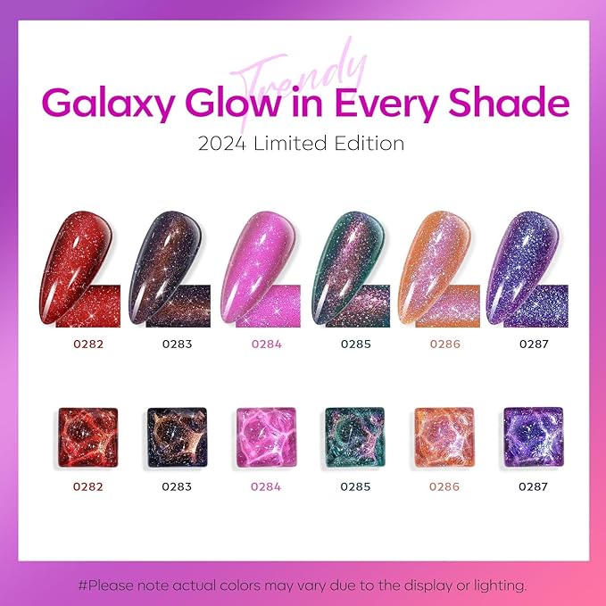 modelones Christmas Nail Polish Set 6 Colors, Red Green Glitter Purple Orange Quick Dry Mini Nail Lacquer Kit Winter Holographic Sparkle Holiday Manicure Nail Art Gift for Women Girls