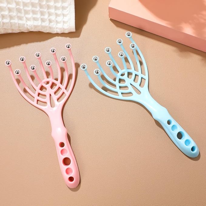 TEHAUX 2 Pack Handheld Scalp Massager 9 Rolling Balls Manual Head Massager Tool for Head Massage Neck Shoulder Hair Comb Use Portable Relaxation for Home Office Spa