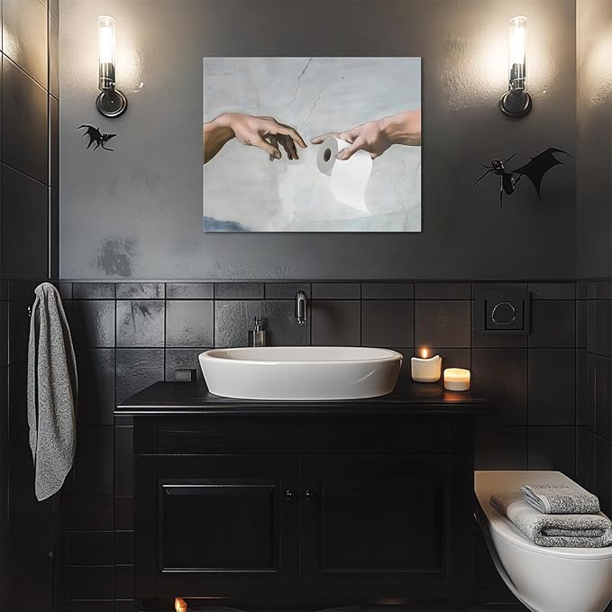 TYPTEK Funny Bathroom Canvas Wall Art, Toilet Paper Humor Poster, 8x10 Inch | Hilarious bathroom comedy decor and modern toilet artwork, gag gift for home, guest bath or office, Humor Style-01