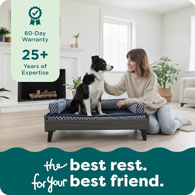 Furhaven Elevated Dog Bed Frame for 30" x 20" Medium Dog Beds, Easy Assembly - Mid-Century Modern Bed Frame - Gray Wash, Medium