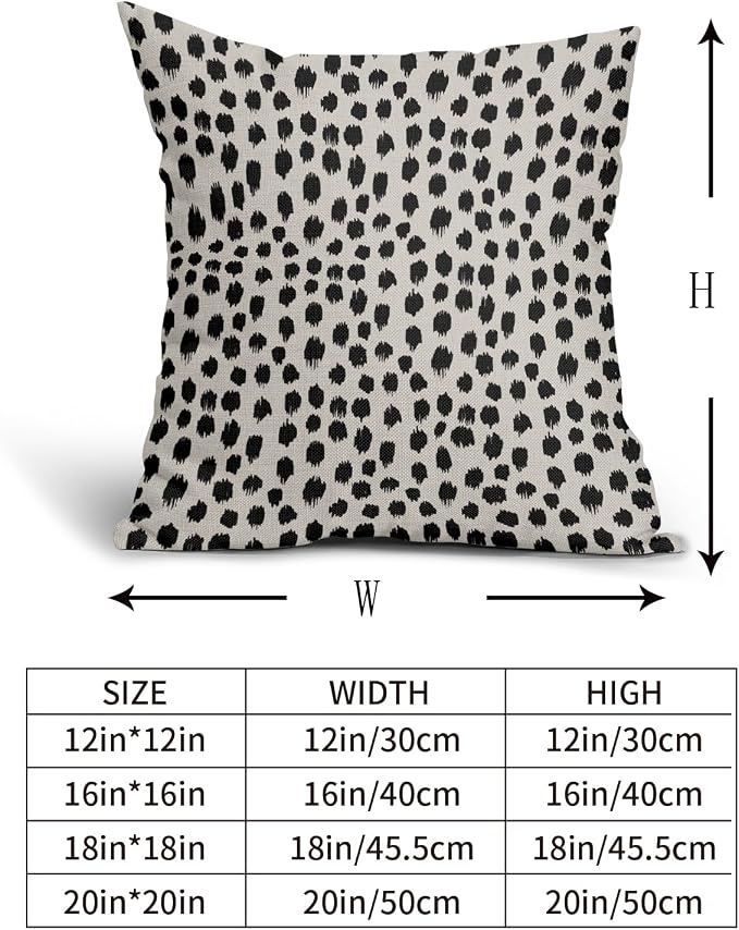 Black Cream Polka Dot Pillow Covers 24x24 Set of 2 Outdoor Modern Art Throw Pillows Boho Design Brush Strokes Decorative Pillowcase Square Cushion Cover Linen Pillow Case for Home Sofa Couch Bed
