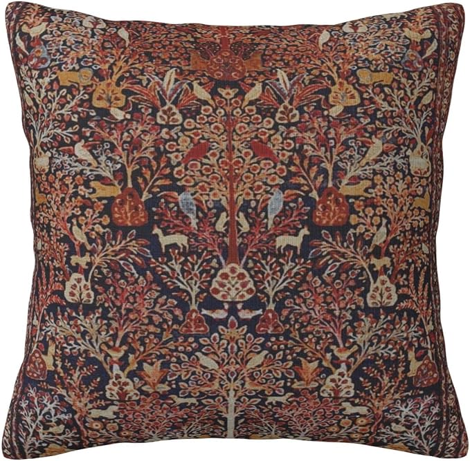 Persian Vintage Antique Carpet Nature Fine Art Pillow Covers Decorative Square Throw Pillowcase 18x18 Inch Couch Cushion Cover for Home Decor Living Room Bedroom College Dorm Bed Car Sofa