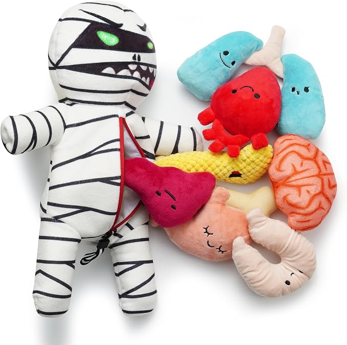Nocciola Halloween Zombie Mummy Dog Toys with Organs: Funny Cool Hide and Seek Squeaky Chew Toys for Puppies, Small and Medium Size Breed, Plush Stuffed Cognitive Puzzle Toys for Training