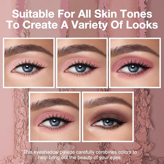 Mini 5-Color All Matte Rose Nude & Mauve Eyeshadow Palette, High Pigment Blendable Long-Lasting Neutral Pink Brown Eye Shadow Kit for Daily Natural Makeup, Office Looks & Mature Eyes 4