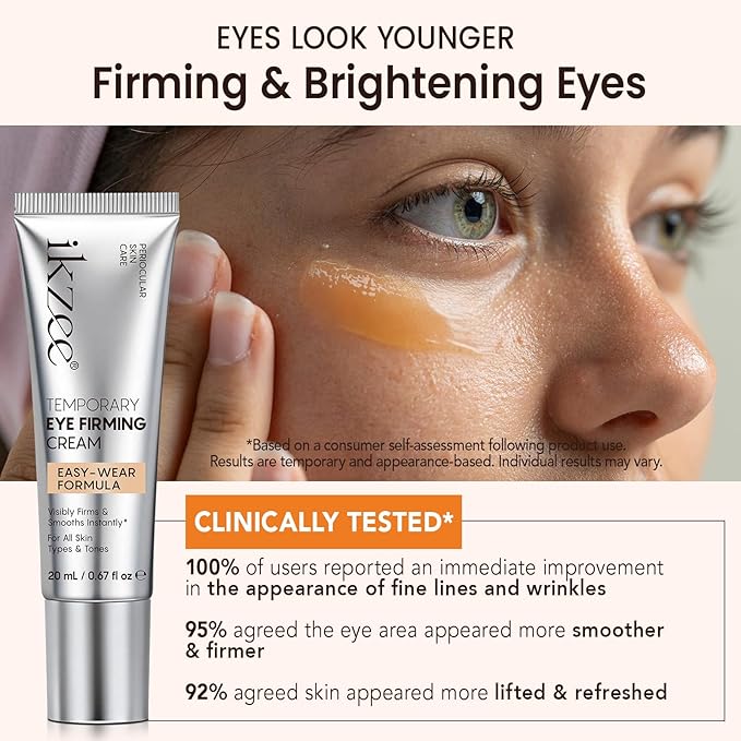 2PCS Temporary Eye Firming Cream with Brush, Instant Tightening & Visibly Reduces Puffiness, Fine Lines