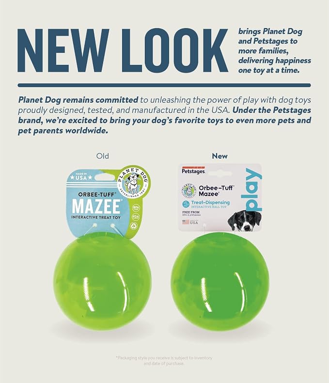 Outward Hound Orbee-Tuff Mazee Interactive Dog Puzzle Toy, Treat Dispensing Slow Feeder Ball, Green, 4.7-Inch