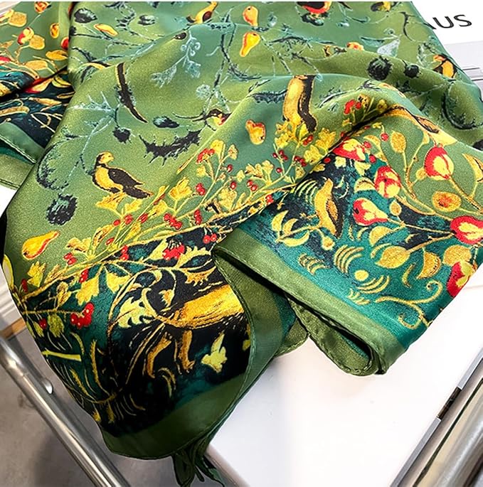 K-Elewon Large Square Scarf 43" Silk Scarf Fashion Scarves Silk Feeling Hair Wrapping Scarfs Night Sleeping Headscarf