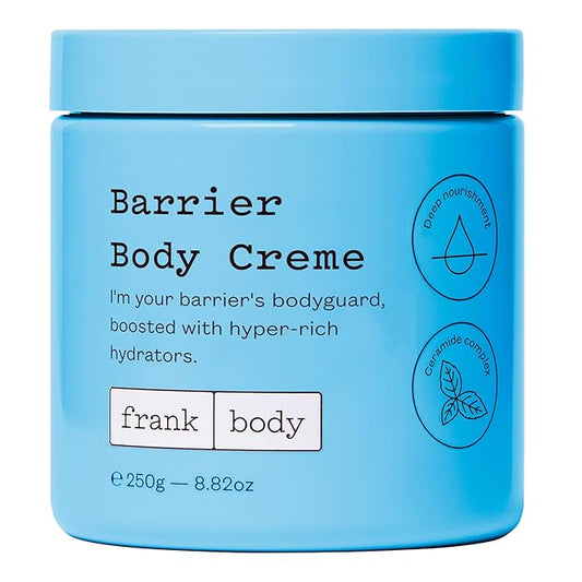 frank body Barrier Body Cream | Deep Hydration for Dry, Itchy, Reactive Skin with Ceramides, Panthenol & Niacinamide | Vegan, Cruelty Free | Peach Scent | 7.77 oz / 230 ml