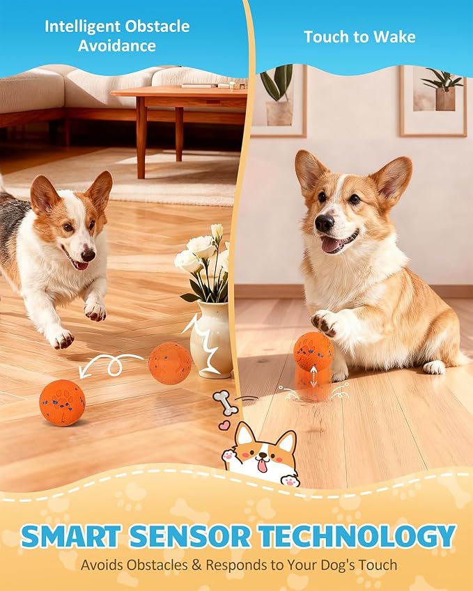 Interactive Dog Ball for Large Dogs, Self Moving Toy with Bouncing & Vibrating, 3.1" Chew-Resistant E-TPU, Indestructible, IPX7 Waterproof, Low Noise, Gift Bag – Perfect for Medium/Large Breed Dogs