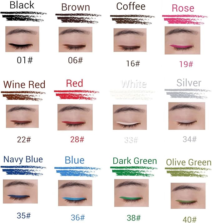 DC-BEAUTIFUL 12Pcs Lot Set 12 Colors Waterproof Eyeliner Pencil Set with Pencil Sharpener