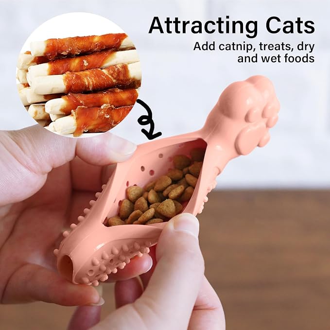 Cat Teething Toy, Cute Cat Paw Kitten Chew Toys for Cat Dental Care, Cat Treat Dispenser Toy for Kitten Chewing, Kicking and Boredom Releasing, Pet Puzzle Toys for Indoor Cats (Green-1 PCS)