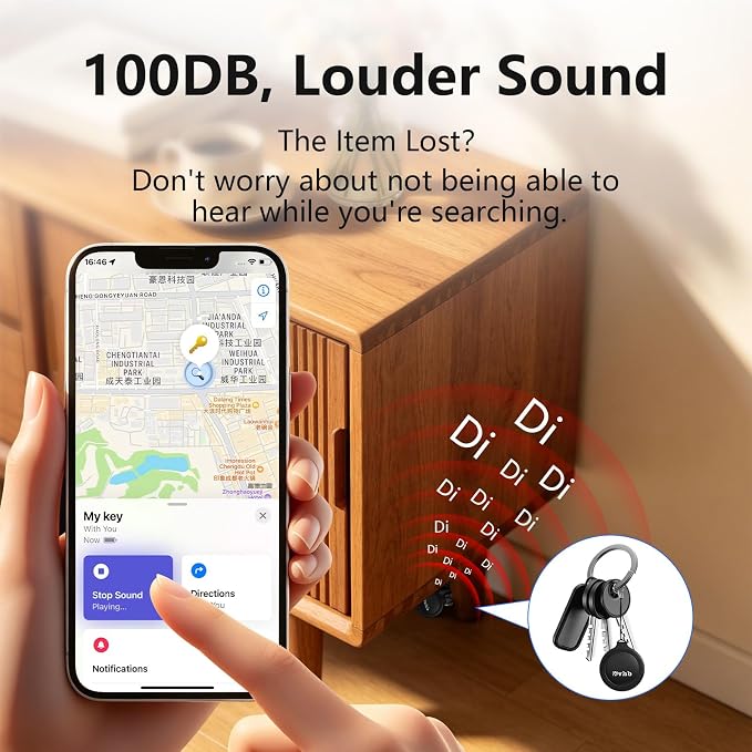 2026 Air Tracker Tags, Bluetooth Smart Tags Works with Apple Find My & Android Devices,100dB Loud Sound IP67 Key Finder Item Locator, GPS Tracking Device for Wallet Luggage Car Dog Pets-1Pack