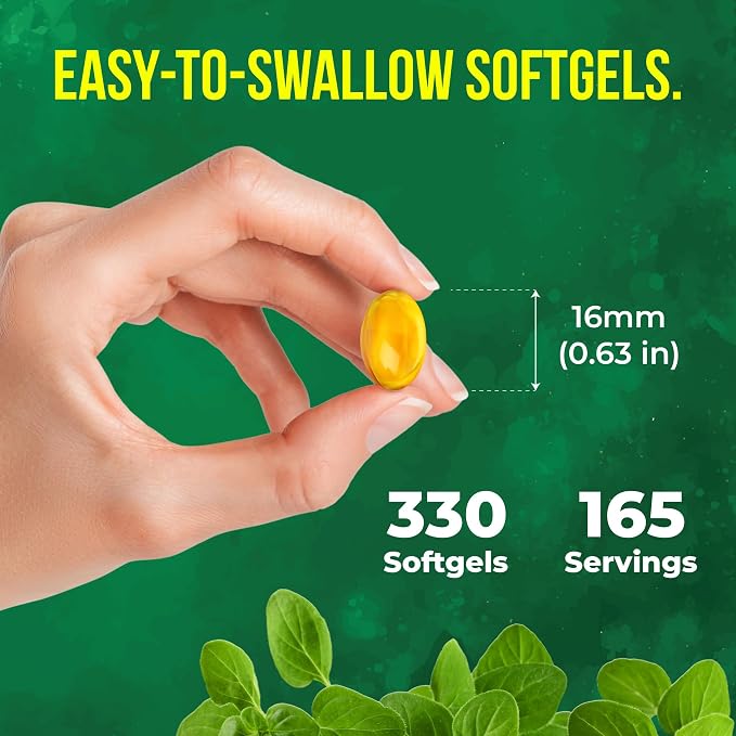 FreshDrinkUS, Premium Oregano Oil Softgels | 330 Count | Blend of 300mg Oregano Oil (Origanum minutiflorum) + 200mg Black Seed (Nigella sativa) – Plant-Based Source of Natural Antioxidants.
