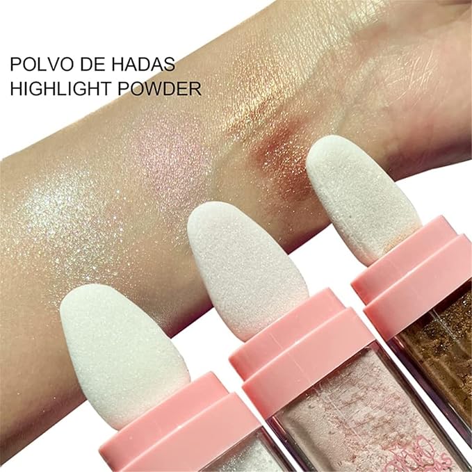 Kayswang Body Glitter Powder Stick Face highlights Shimmer Face and Body Highlighter Powder with Sponge Head, Magic Colour Shiner Powder for Face Body, Arms, Collarbones and Leg (02#Pink)