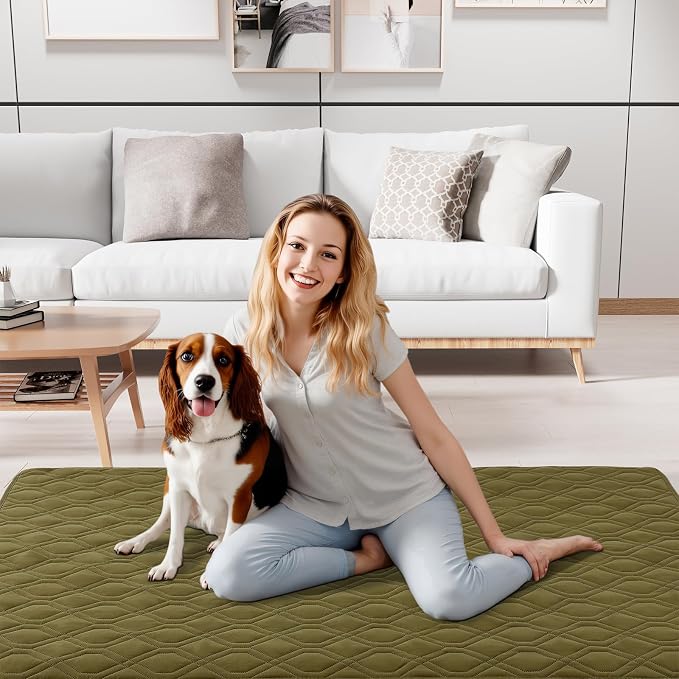 Smiry Reversible Waterproof Pet Couch Covers for Sofa | Washable Dog Couch Sofa Covers, Water Resistant Furniture Protector Slipcover, Geometric (82"x82", Green/Navy)