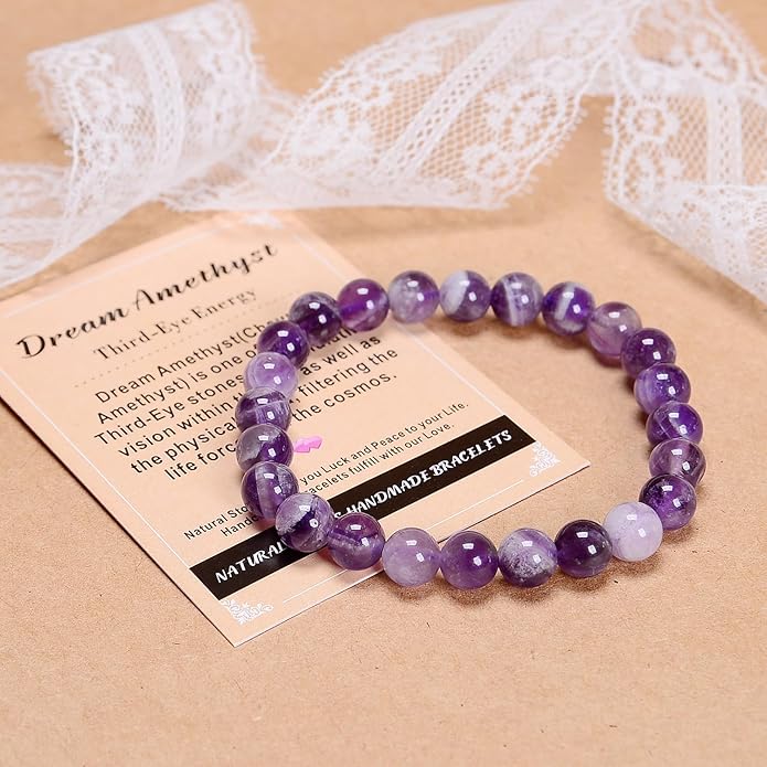 AD Beads Handmade Gemstone Stretch Elastic Bracelet Crystal Healing Reiki Nature's Beauty and Spiritual Essence Unisex