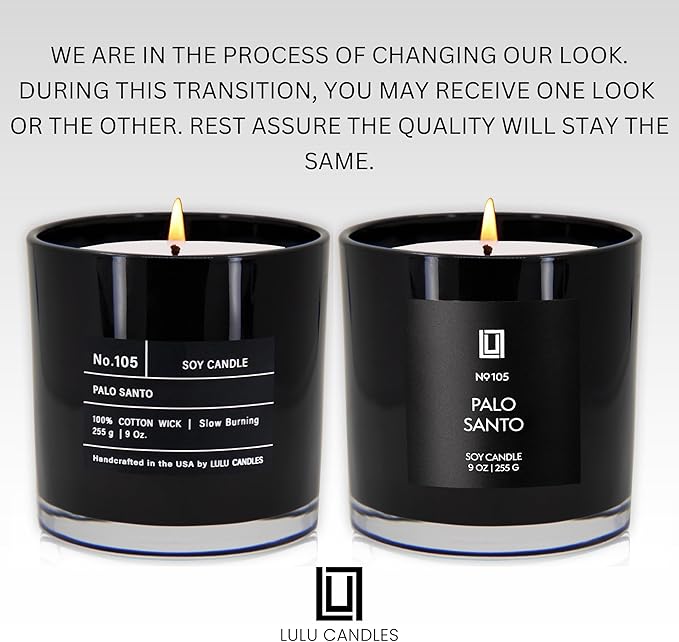 Lulu Candles Palo Santo Scented Soy Jar Candle, 9 Oz. | Luxury, Hand Poured in The USA, Highly Scented, Home Fragrance & Decor