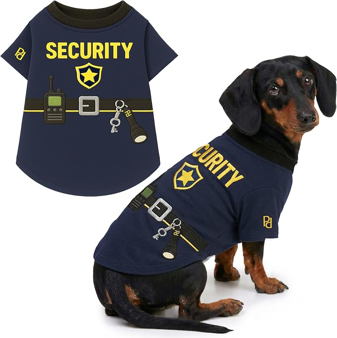 Parisian Pet Dog Security Woofficer Shirt - Embroidered Pet Vest - 100% Cotton & Polyester Doggy Shirt - Lightweight Pet Clothes - Sleeved Puppy Costume - Funny Shirts for Large Dogs - XL