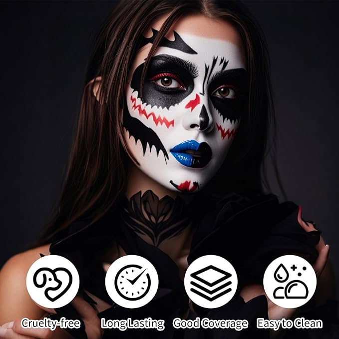 Blue Face Paint Stick, Portable Eye Black Stick for Sports, Full-coverage Cream Face Paint for Halloween SFX Makeup Cosplay Joker Costume Parties, Cream Grease Sticks