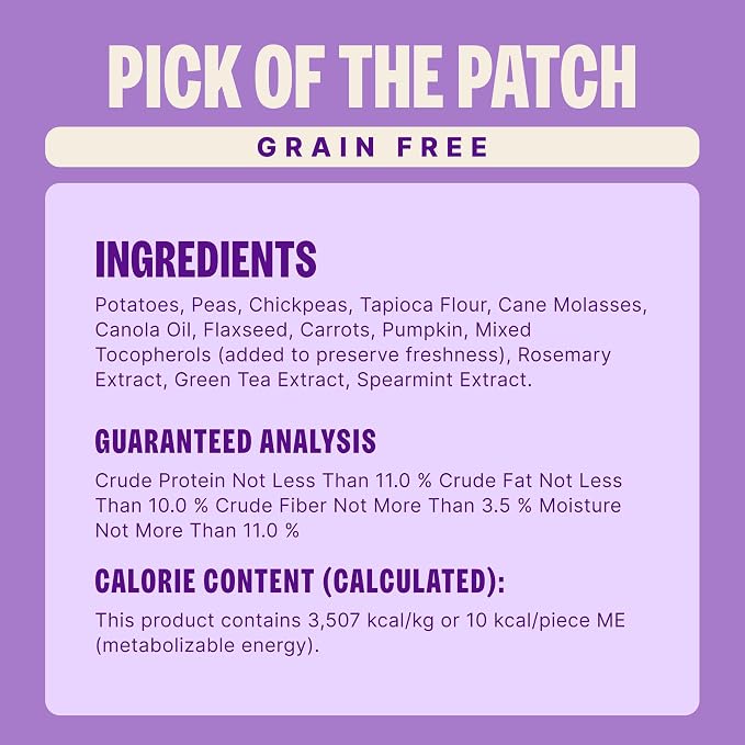 Wellness Old Mother Hubbard Classic Grain Free Pick of the Patch Dog Biscuits, Natural Training Treats, Pumpkin and Carrot Flavor, Mini Size. 16 oz Bag
