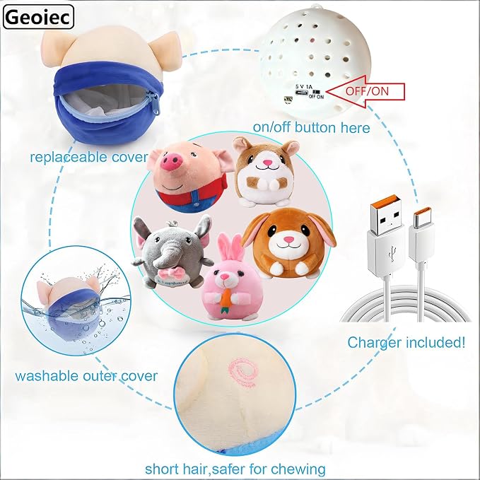 Interactive Dog Toys,Active Moving Pet Plush Toy with Recording and Music Modes, Jumping Squeaky Song shaking Interactive Dog Ball, Rechargeable Dog Toys to Keep Them Busy,Animal Plush Pet Toy (Dog)