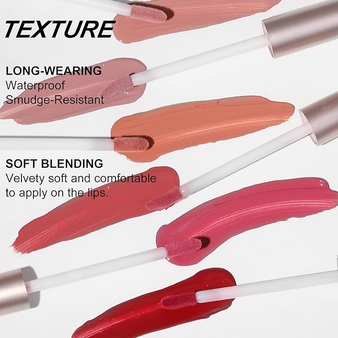 YOUNG VISION 6 Pc Matte Nude Liquid Lipstick Set - Long-Lasting & Pigmented Shades, Lip Gloss Bundle Gift Collection for Girls/Women