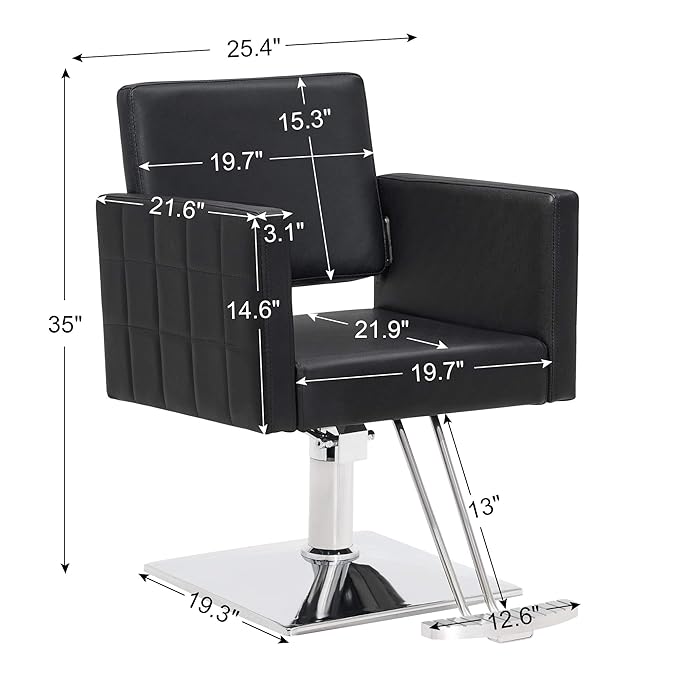 BarberPub Salon Chair for Hair Stylist, Hydraulic Stylist Chair, Adjustable Height, PVC Leather, 360 Degrees Swivel, Barbershop, Home Salon, Adult 8821 (Black)