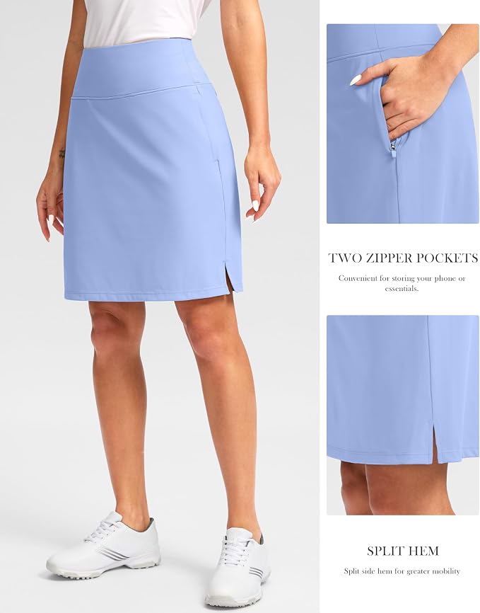 G Gradual 20" Skorts with Pockets Knee Length Golf Skirt | Built in Soft Shorts, High Waisted, Tummy Control, Breathable, Long Skorts for Athletic, Tennis, Dressy, Casual, Summer