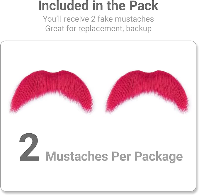 2Pcs Men Fake Mustache Realistic Mustaches Fake Facial Hair Beard for Cosplay Costume Halloween Parties