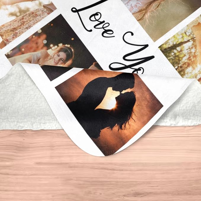 inkArts Custom Blanket with Photo, Personalized Blanket, Customized Photo Blankets, Customizable Picture Blankets, Personalized Anniversary Photo Gifts for Women Men Her Him Girlfriend Boyfriend