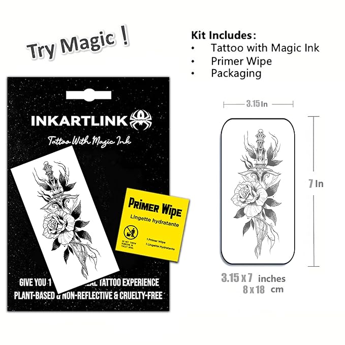 INKARTLINK Semi Permanent Tattoo, 15-day Temporary Tattoo, Flower Tattoo for Women, Waterproof and Anti-reflective, Exquisite Packaging, Unique Design (Flowers 5)