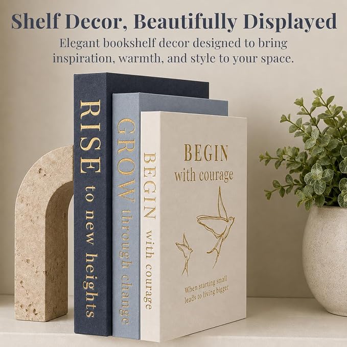 Decorative Books for Home Decor | Elevate your Bookshelf Decor with Coffee Table Books (Fake Books Set of 3) | Faux Books for Decoration | Hollow Book Box with Hidden Storage | Decorative Storage Box