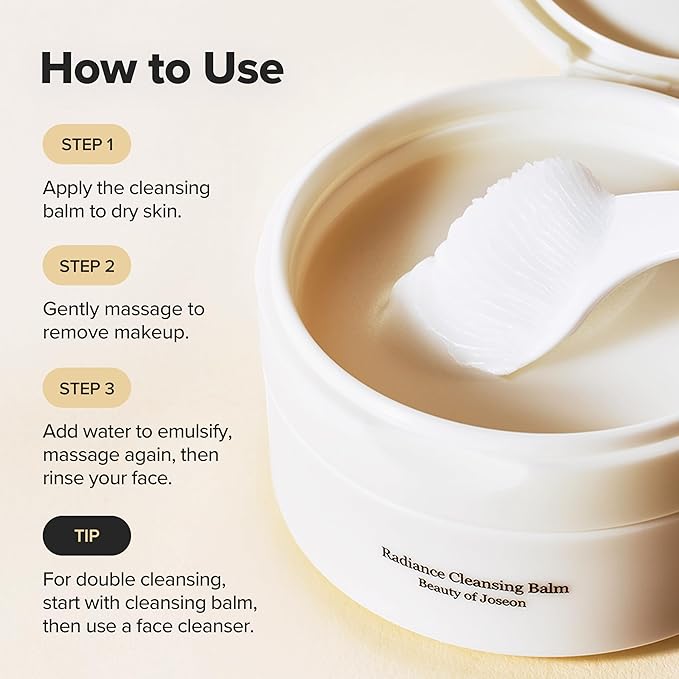 Beauty of Joseon Radiance Cleansing Balm Makeup, Sunscreen, Pore Cleanser for Sensitive Acne Skin. Korean Skincare for Men and Women 100ml, 3.38 fl.oz