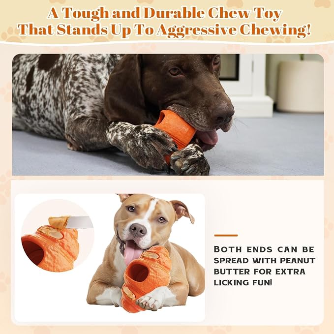 2 pcs Aggressive Chew Toys for Large Dogs, Anxiety Relief for Dogs Toy, Dog Frozen Treat Toy, Indestructible Chew Toys for National Pet Day Gifts Peanut Butter Reduces Anxiety
