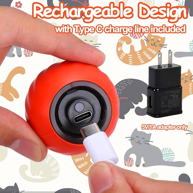Mity rain Interactive Cat Toy Ball, Rechargeable Cat Toys for Indoor Cats