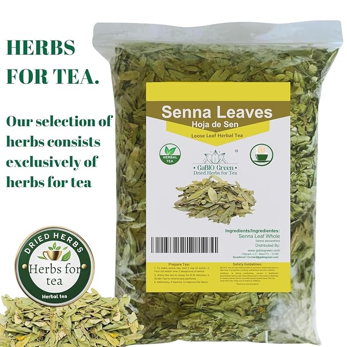 Natural Senna Leaves Hoja Sen Dried Herbal Leaves, Senna Raw Leaf, Hoja Sen Cut & Sifted Herbs, Non-GMO, Gluten-Free, Senna Alexandrina in a Resealable Bag (8oz)