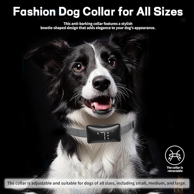 Anti-Bark Dog Training Collar, 4 Modes with 7 Sensitivity Levels, IP67 Waterproof, Rechargeable, Black