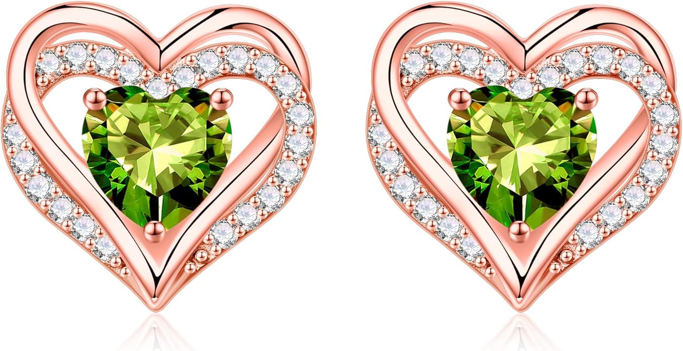 Iefil Christmas Earrings for Women, 925 Sterling Silver Birthstone Stud Earrings Birthday Gifts for Women